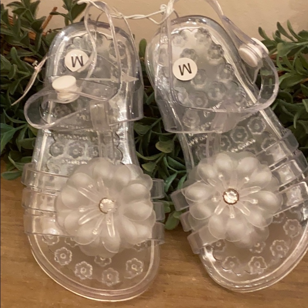 🆕 Toddler Baby Girl Clear Jelly Rose Gem Sandals